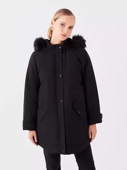 Женская однотонная парка с капюшоном LCW Modest, черный