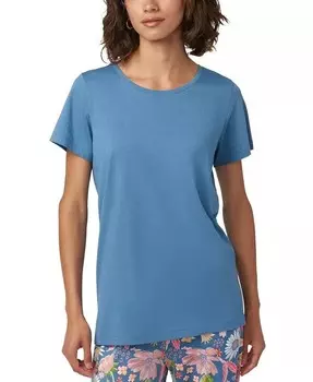 Женская однотонная пижамная футболка с короткими рукавами и круглым вырезом Hue, синий