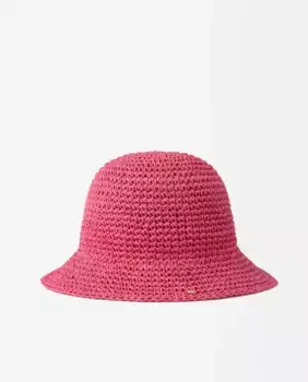 Женская однотонная плетеная шляпа-ведро Parfois, фуксия
