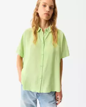Женская однотонная рубашка оверсайз с короткими рукавами Parfois, зеленый