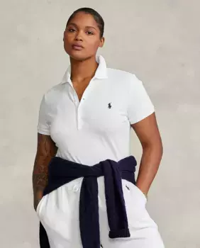 Женская однотонная рубашка-поло облегающего кроя Polo Ralph Lauren, белый