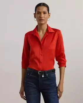 Женская однотонная рубашка с длинным рукавом Lauren Ralph Lauren, красный