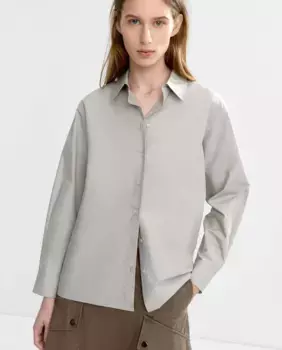 Женская однотонная рубашка с длинным рукавом Parfois, светло-серый