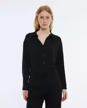 Женская однотонная рубашка с длинными рукавами и рубашечным воротником Andam, черный