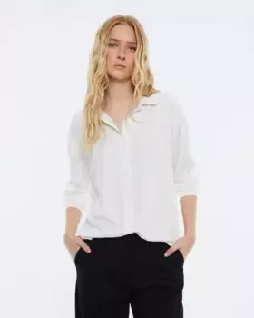 Женская однотонная рубашка с длинными рукавами и рубашечным воротником Andam, белый