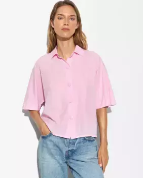 Женская однотонная рубашка с французскими рукавами Parfois, розовый
