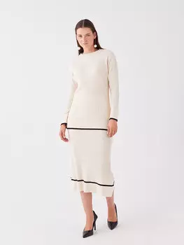 Женская однотонная трикотажная юбка с эластичной резинкой на талии LCWAIKIKI Classic, экрю