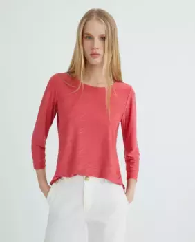 Женская однотонная жаккардовая футболка с рукавом 3/4 Zermatt, коралловый