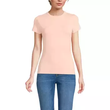 Женская охлаждающая футболка с коротким рукавом и круглым вырезом Lands' End, цвет soft mineral blush