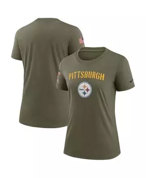 Женская оливковая футболка pittsburgh steelers 2022 salute to service legend Nike