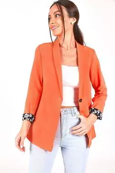 Женская оранжевая куртка на одной пуговице с цветочными рукавами armonika, оранжевый