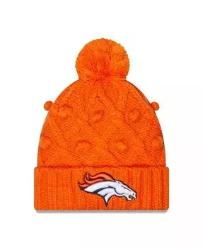 Женская оранжевая вязаная шапка Denver Broncos Toasty с манжетами и помпоном New Era, оранжевый