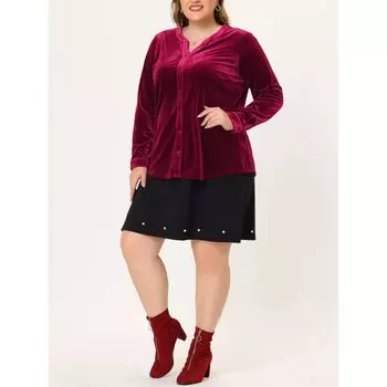 Женская осенняя бархатная рубашка больших размеров на пуговицах с длинными рукавами Agnes Orinda