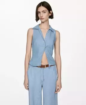 Женская открытая рубашка из лиоцелла MANGO, синий