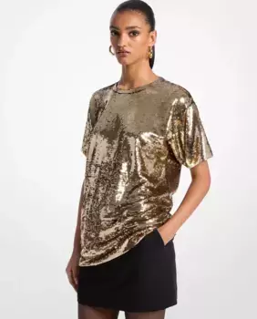 Женская оверсайз футболка с пайетками Michael Michael Kors, золотой