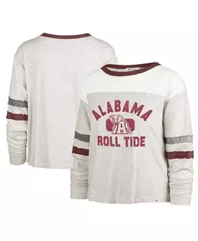 Женская овсяная футболка Alabama Crimson Tide All Class Lena с длинными рукавами и эффектом потертости '47 Brand, тан/бежевый