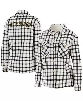 Женская овсяная куртка-рубашка на пуговицах в клетку Pittsburgh Penguins WEAR by Erin Andrews