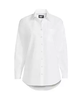 Женская оксфордская рубашка для миниатюрных размеров с длинным рукавом Lands' End, белый