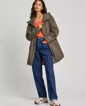 Женская парка из технической ткани с регулируемой талией Pepe Jeans, темно-зеленый