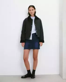 Женская парка из вощеного вельвета с воротником Easy Wear, темно-синий