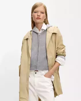 Женская парка с капюшоном и пуговицами Parfois, бежевый