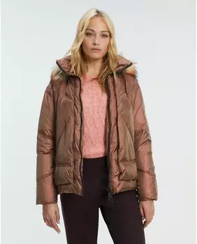 Женская парка с капюшоном из переливающейся ткани Paz Torras, коричневый