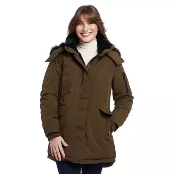Женская парка Storm Weight с капюшоном и отделкой из искусственного меха Nine West, цвет Army
