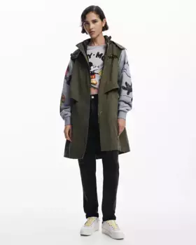 Женская парка в сочетании с капюшоном Disney Desigual, зеленый