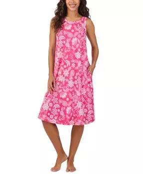 Женская печатная безрукавная ночная сорочка миди Cuddl Duds, белый