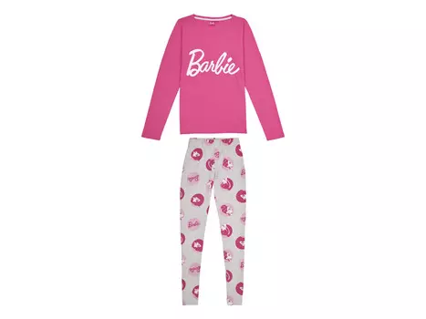 Женская пижама Барби с принтом, розовый/серый