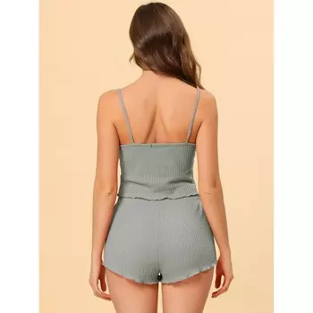 Женская пижама без рукавов, укороченная майка, шорты, комплект для отдыха Cheibear, розовый