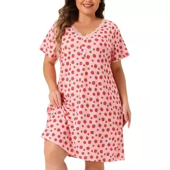 Женская пижама больших размеров в горошек с V-образным вырезом, ночная рубашка Agnes Orinda, розовый