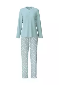 Женская пижама Henley с длинными рукавами Midnight Mushrooms CALIDA, цвет 490 Sterling Blue