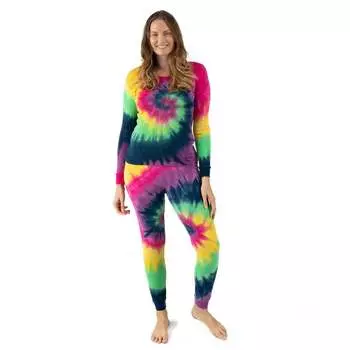 Женская пижама из двух частей из хлопка с принтом тай-дай Leveret, цвет tie dye swirl girls