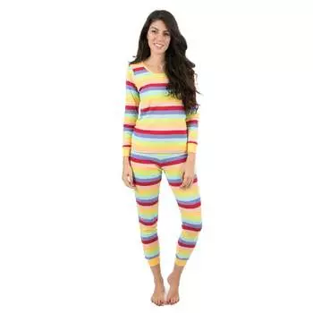 Женская пижама из двух частей из хлопка в полоску Leveret, цвет colorful