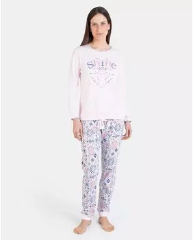 Женская пижама из хлопкового трикотажа с принтом Massana, розовый