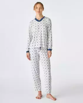 Женская пижама из модала белого цвета с принтом J&J Brothers