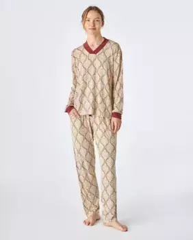 Женская пижама из модала бежевого цвета с принтом J&J Brothers