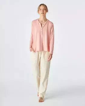 Женская пижама из модала в клетку розового цвета J&J Brothers