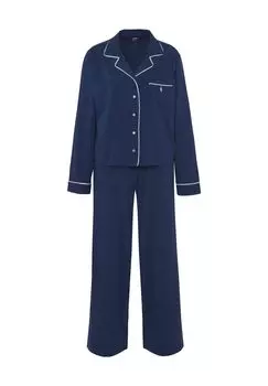 Женская пижама на пуговицах с воротником с лацканами Polo Essentials POLO RALPH LAUREN, темно-синий