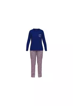 Женская пижама - пижама, хлопок, круглый вырез, узор, длинная TOM TAILOR, цвет Blau Rosa