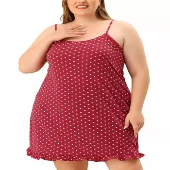 Женская пижама размера плюс, ночная рубашка в горошек с регулируемым ремешком и оборками по краю Agnes Orinda, серый