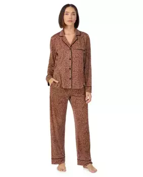 Женская пижама с длинными брюками и длинным рукавом DKNY, коричневый