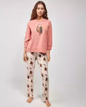 Женская пижама с длинными брюками в рисунке Gisela, коралловый