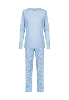 Женская пижама с комфортным поясом Flower Meadow, приятная для кожи Mey, цвет 1116 Blue Silk