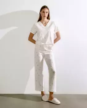 Женская пижама с коротким рукавом и принтом капри брюки nfasis, белый