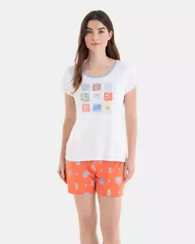 Женская пижама с коротким рукавом и шортами с принтом Massana, белый