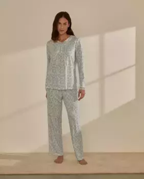 Женская пижама с принтом и кружевными деталями nfasis, синий