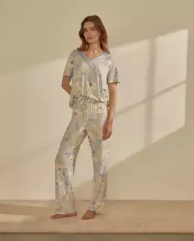 Женская пижама с V-образным вырезом nfasis, синий