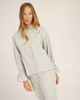 Женская пижама в клетку с рюшами на манжетах Bohodot, синий